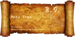 Metz Irma névjegykártya
