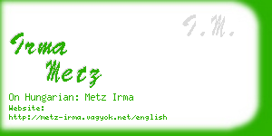 irma metz business card